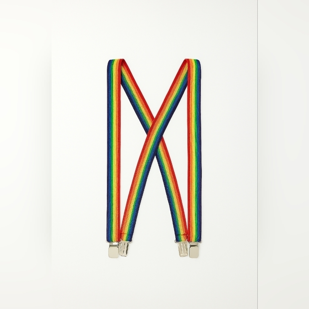 Rainbow Suspenders X Back Adjustable Clip On Pride Festival Unisex